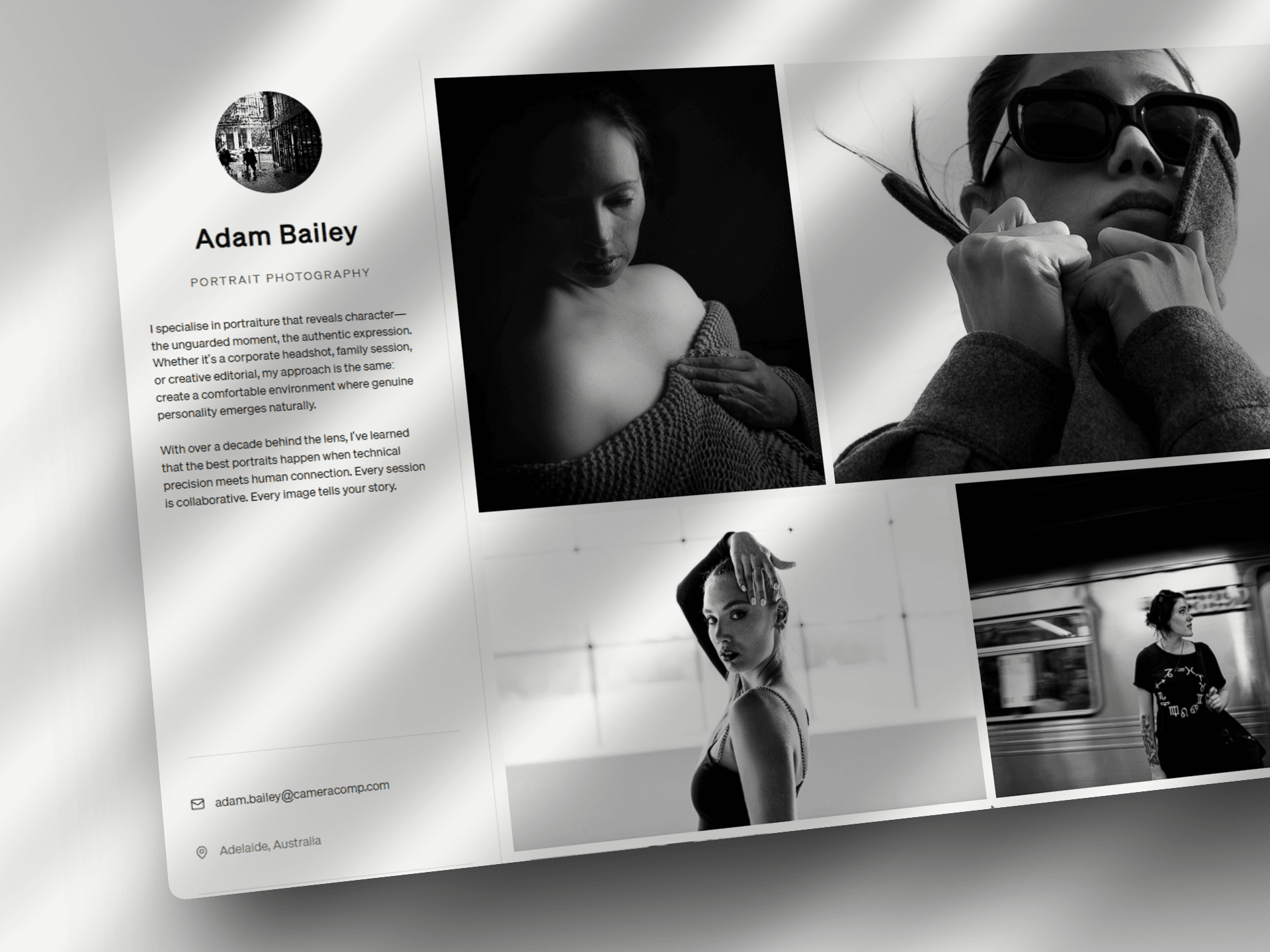 Member portfolio page — portrait photography example